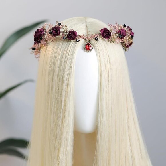 Fairy Flower Crown Womens Woodland Elf Costume Jewelry Cosplay Accessory main image 6